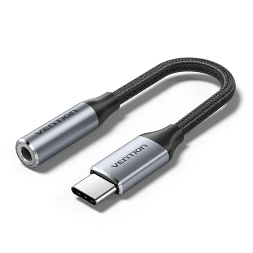Vention USB-C Male to 3.5MM Earphone Jack With DAC Adapter 0.1M Gray Aluminum Alloy Type.jpeg